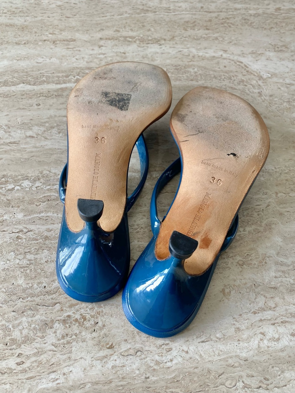 Vintage Manolo Blahnik Thong Sandal Heels - Picture 8 of 9